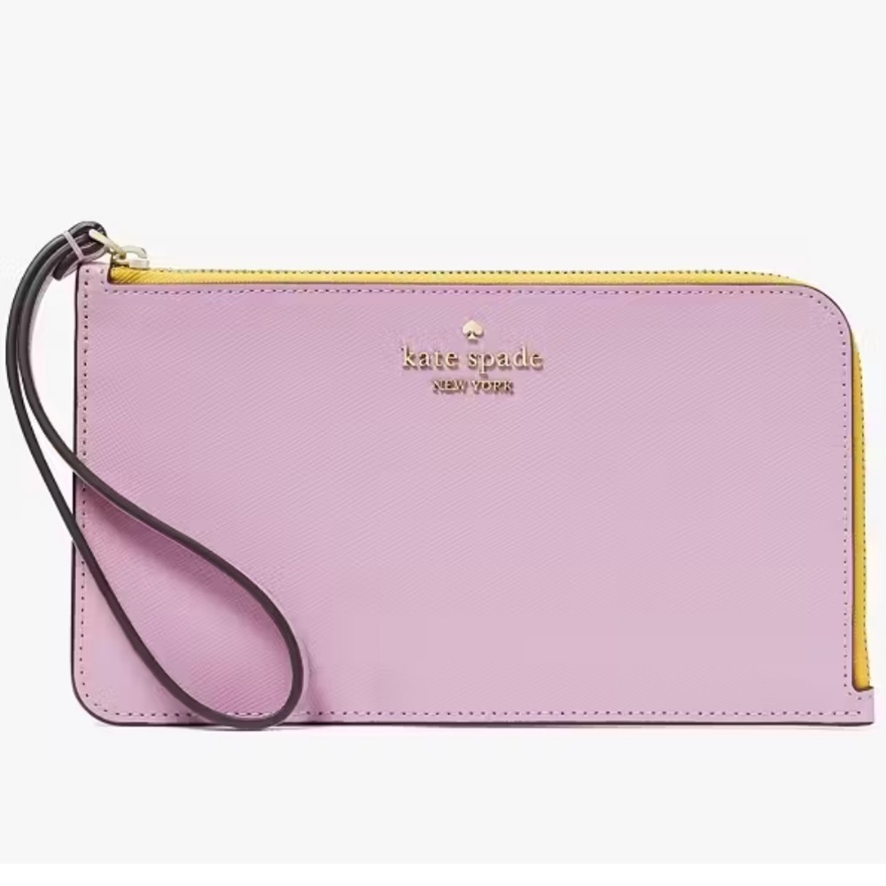 Kate Spade Medium L Zip Wristlet Lucy Bicolor Saffian Berry